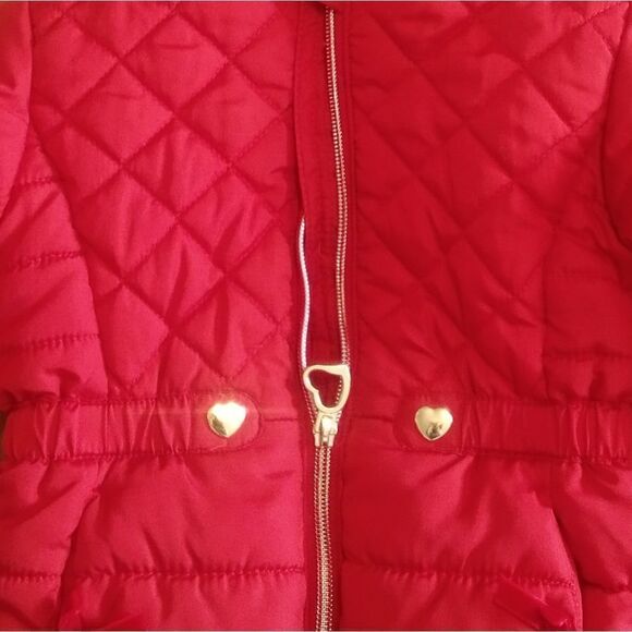 EUC Okie Dokie 4T red hooded long sleeve winter jacket Cheetah Fur - Picture 2 of 4